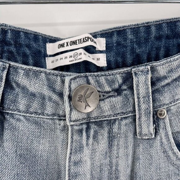 One Teaspoon Size 27 Diamonde Blue Legend High Waist Mom Jeans - Picture 3 of 8